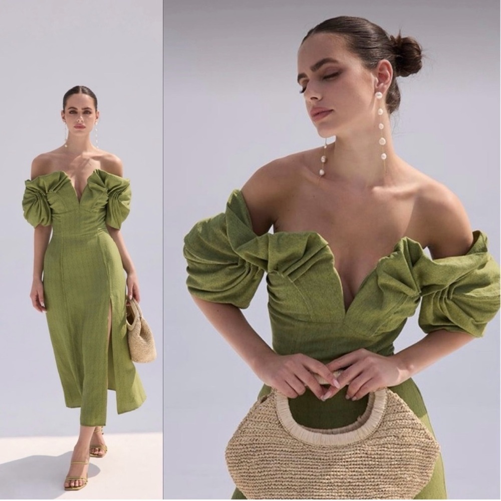 NWOT Cult Gaia Muna Off The Shoulder Midi Dress Size 4 /Small - Picture 1 of 11